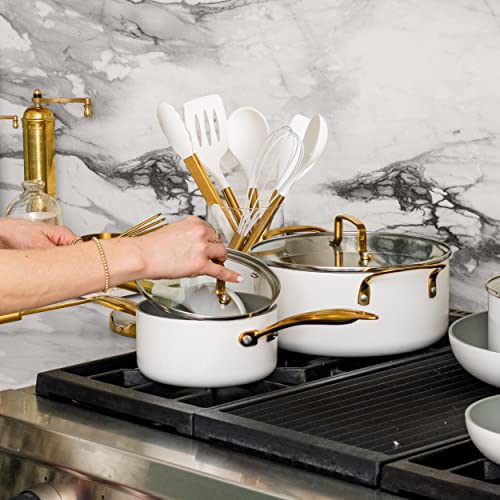 STYLED SETTINGS Gold and white utensils set — complete 6-piece collection for everyday cooking.