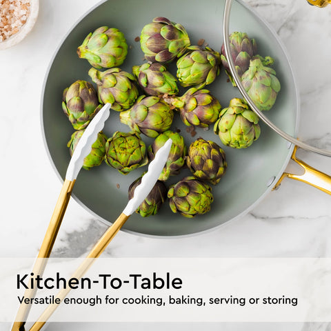 STYLED SETTINGS Gold utensils on white counter — cohesive aesthetic with gold decor.
