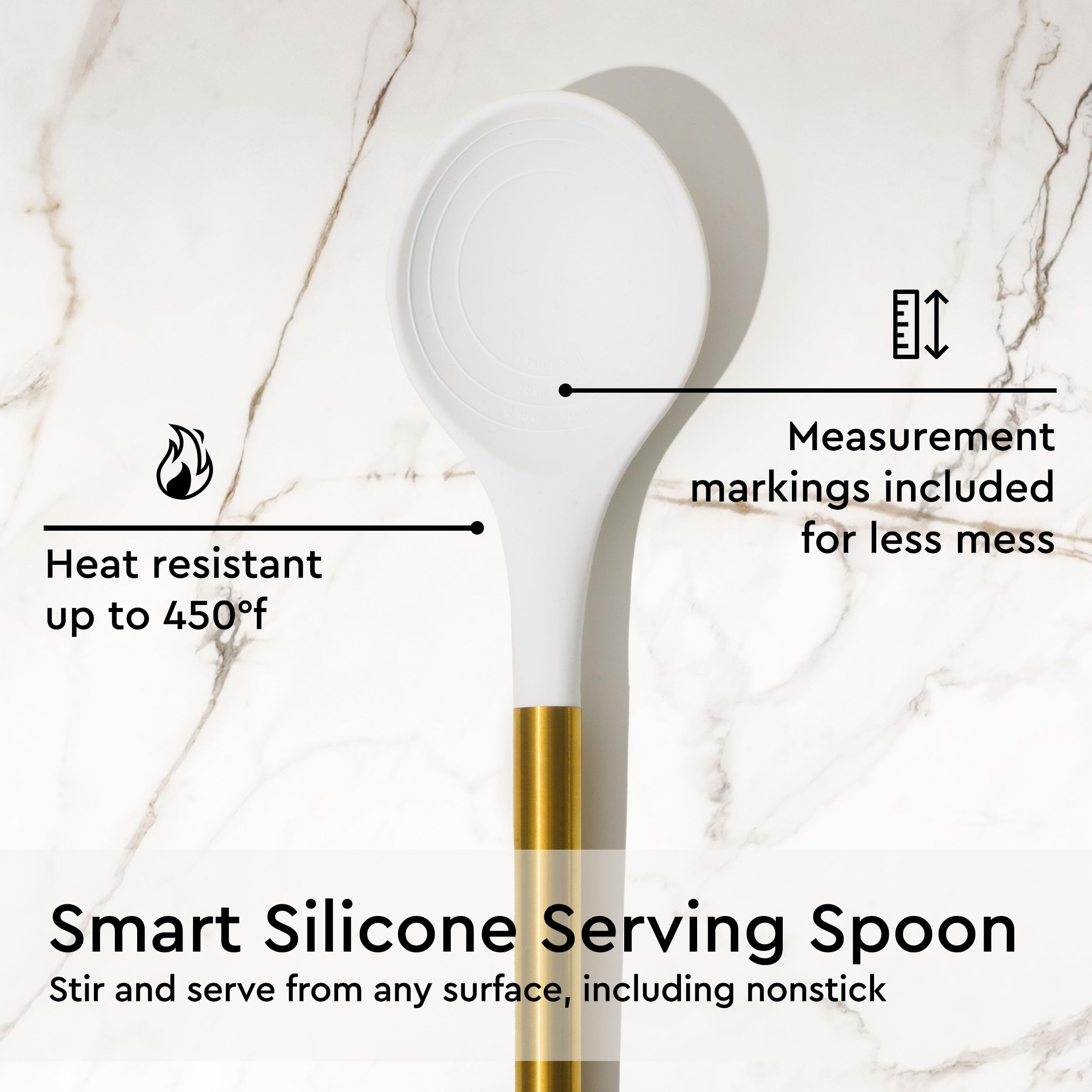 STYLED SETTINGS Gold slotted turner — flip with control on nonstick pans.
