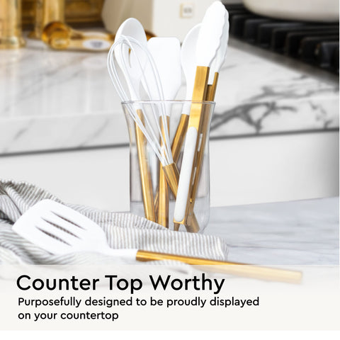 STYLED SETTINGS Gold solid spoon — versatile for stirring, scooping, and tasting.