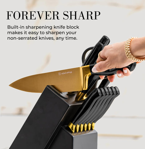 Styled Settings self-sharpening block holds knives neatly
