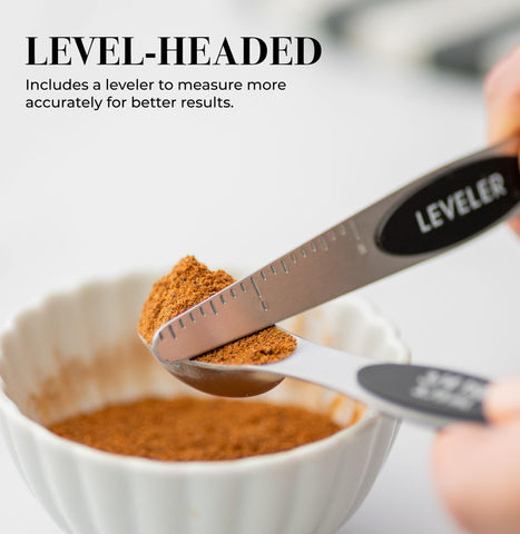 STYLED SETTINGS Stanless Steel spoons with a dedicated liquid measurement end.