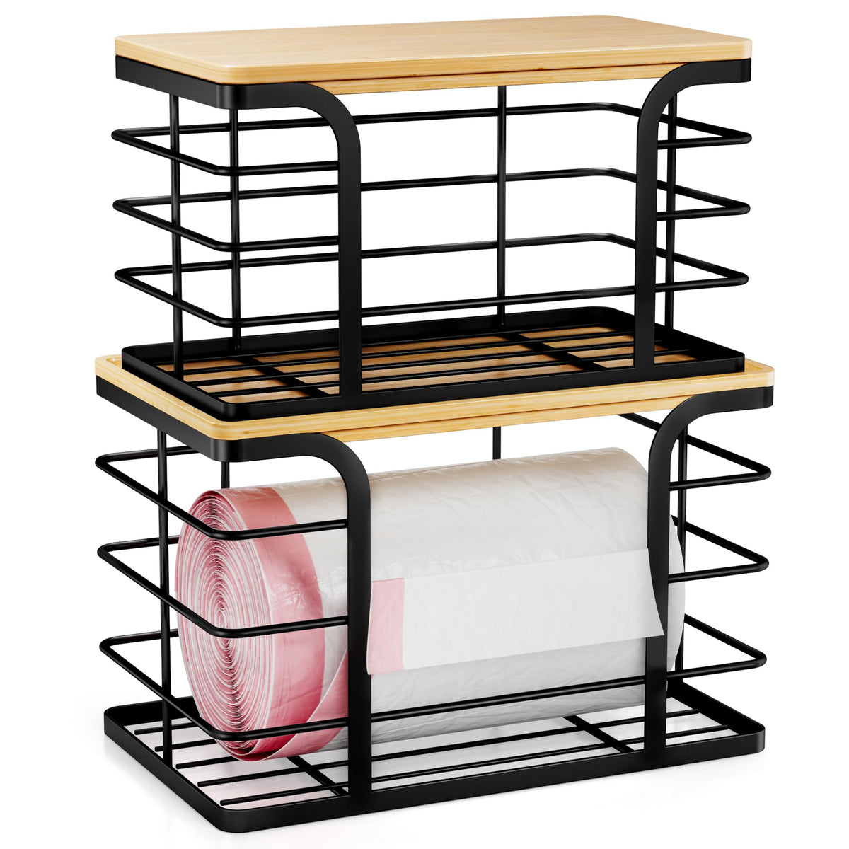 Stylstoreazy 2-pack stackable storage with bamboo top for organized kitchen spaces.