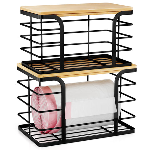 Stylstoreazy 2-pack stackable storage with bamboo top for organized kitchen spaces.