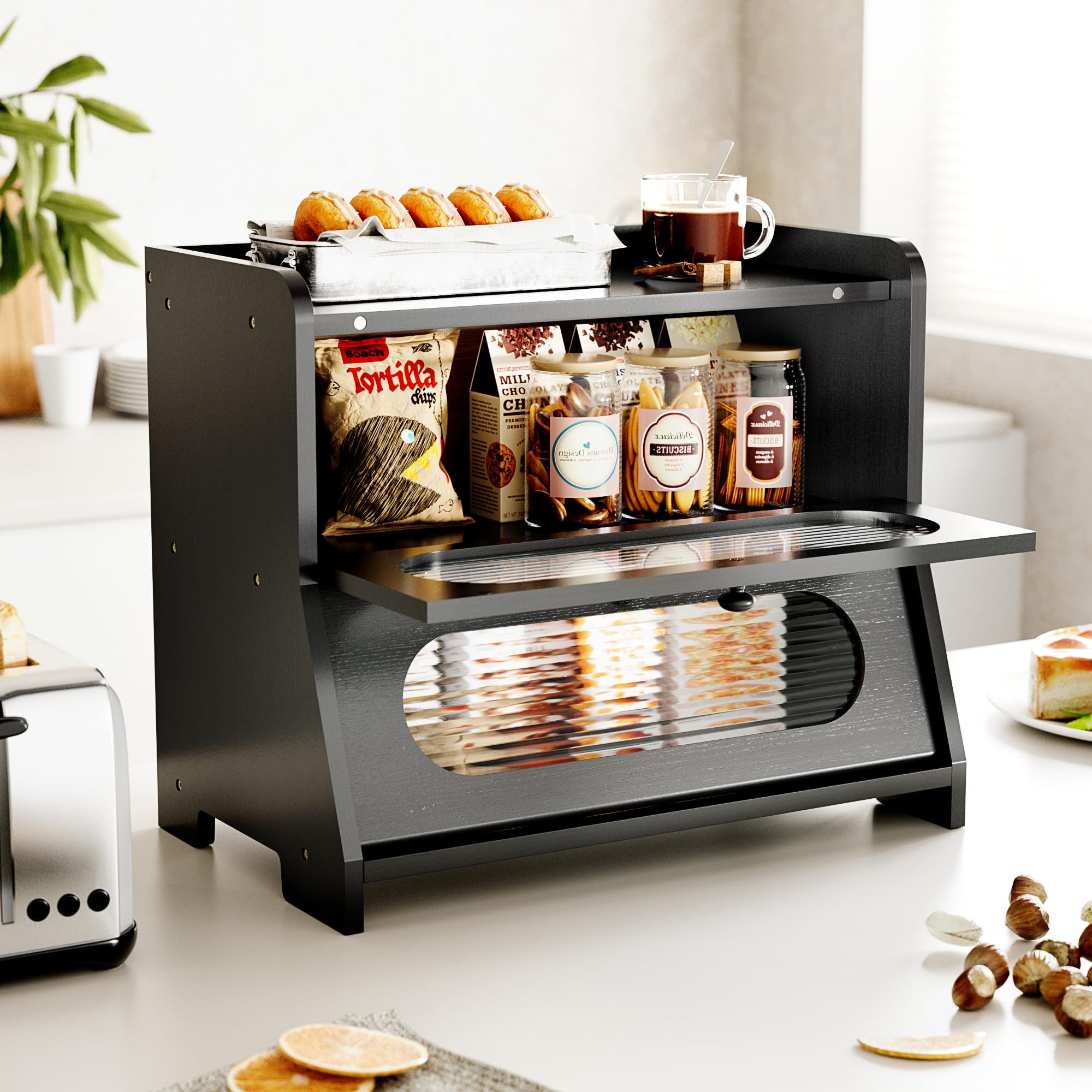 Stylstoreazy bread box flat top storage adds extra counter space
