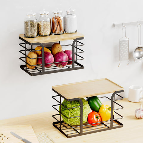 Stylstoreazy countertop storage offers easy front access and neat organization.