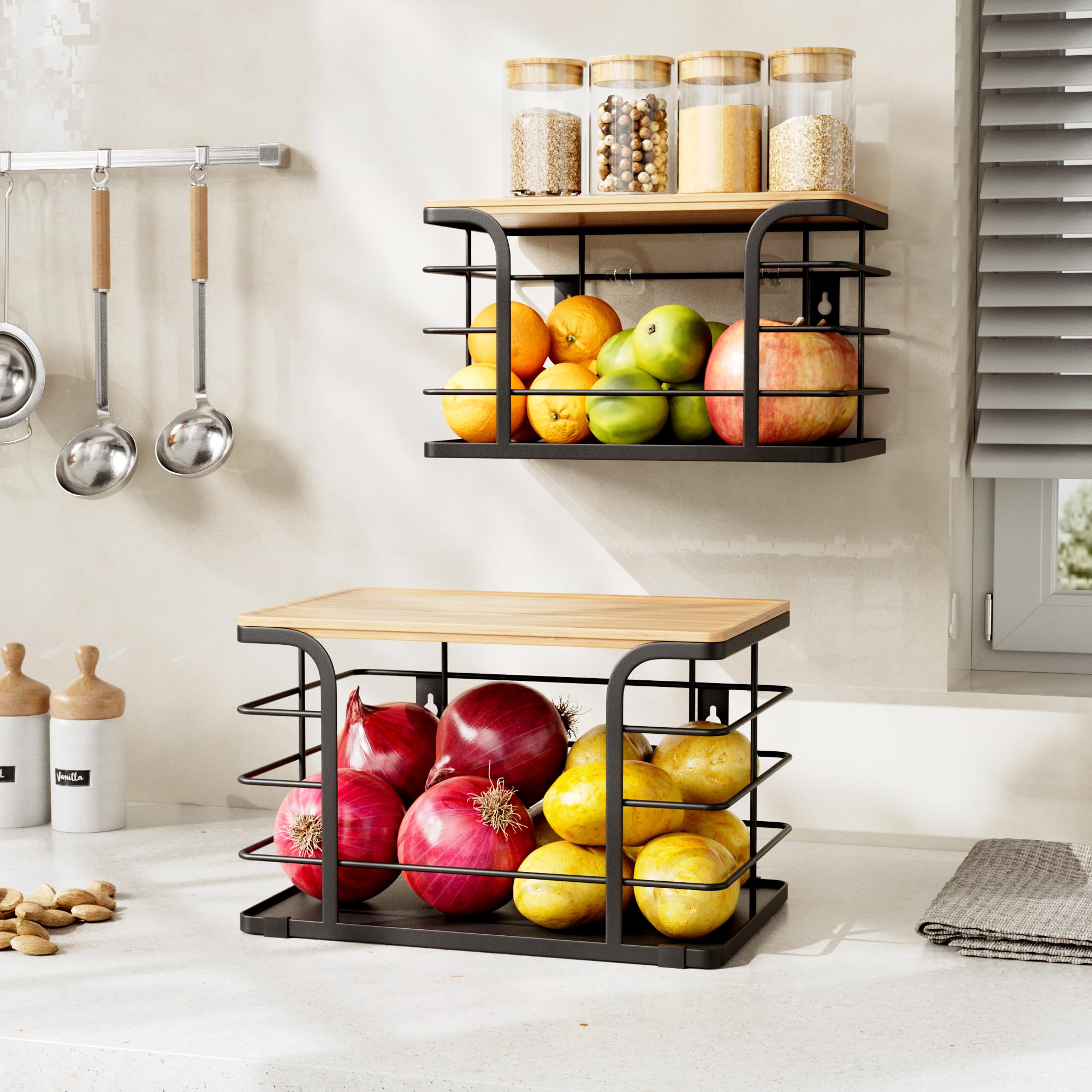 Stylstoreazy versatile kitchen storage for fruits, vegetables, snacks.