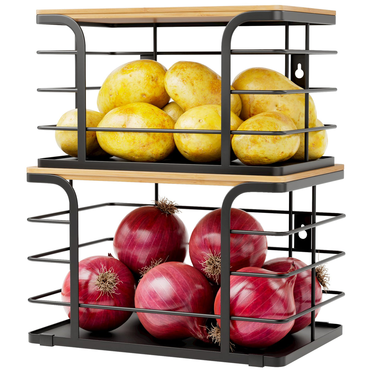 Stylstoreazy potato-onion bin stackable 2-pack for easy pantry organization.