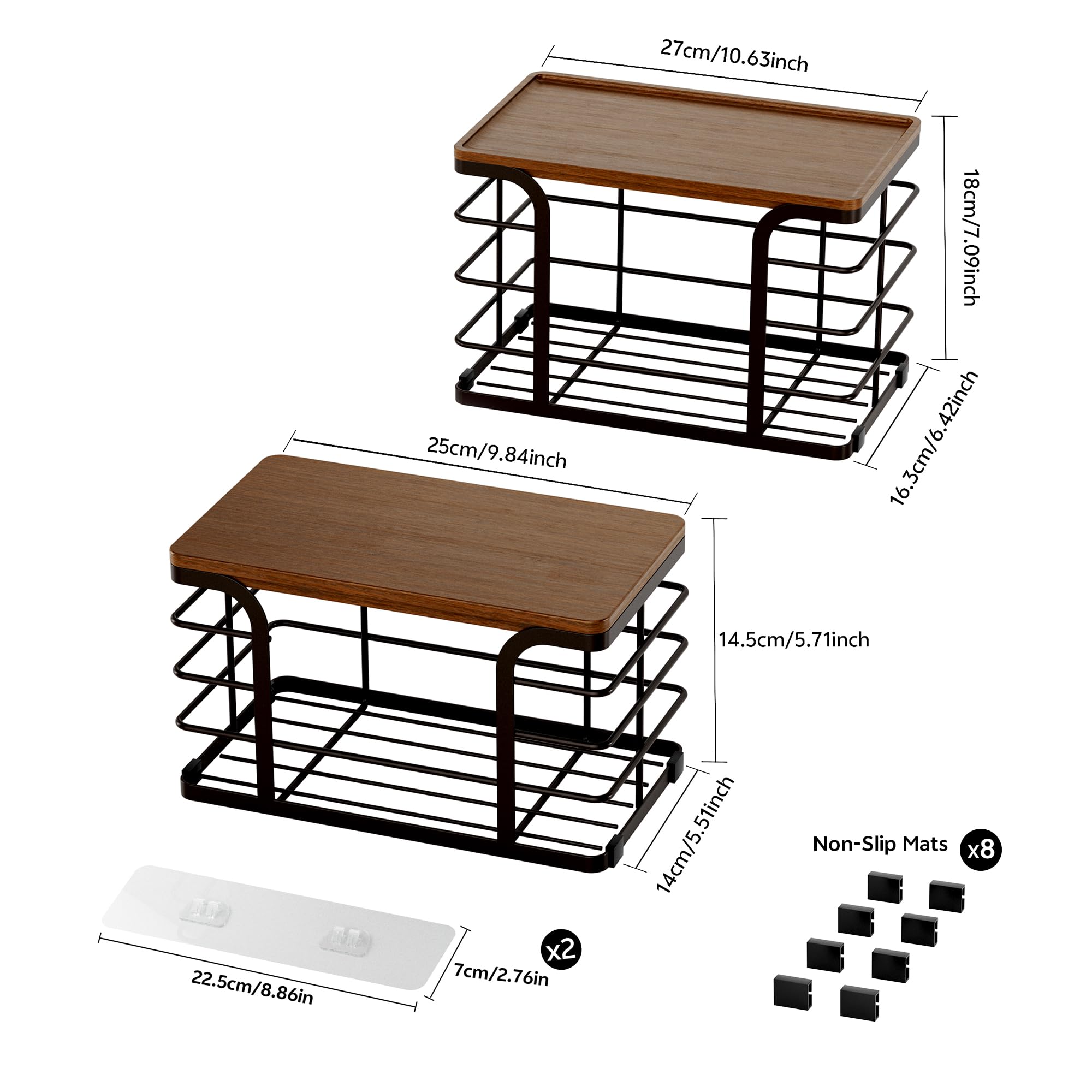 Stylstoreazy stackable design saves vertical space on countertops and shelves.