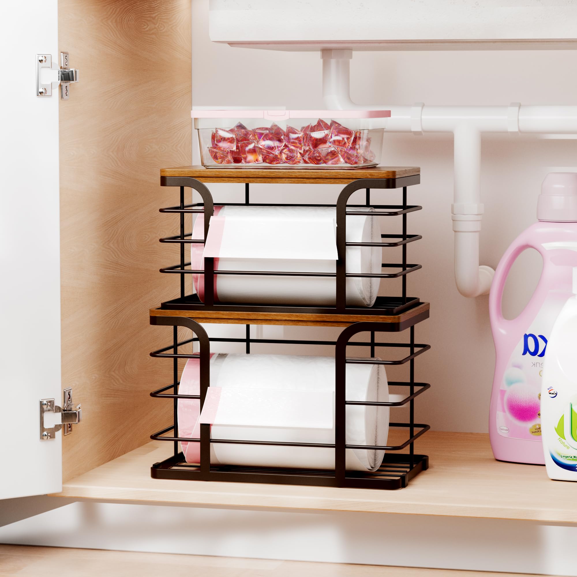 Stylstoreazy under-sink compatible design helps tidy spaces.