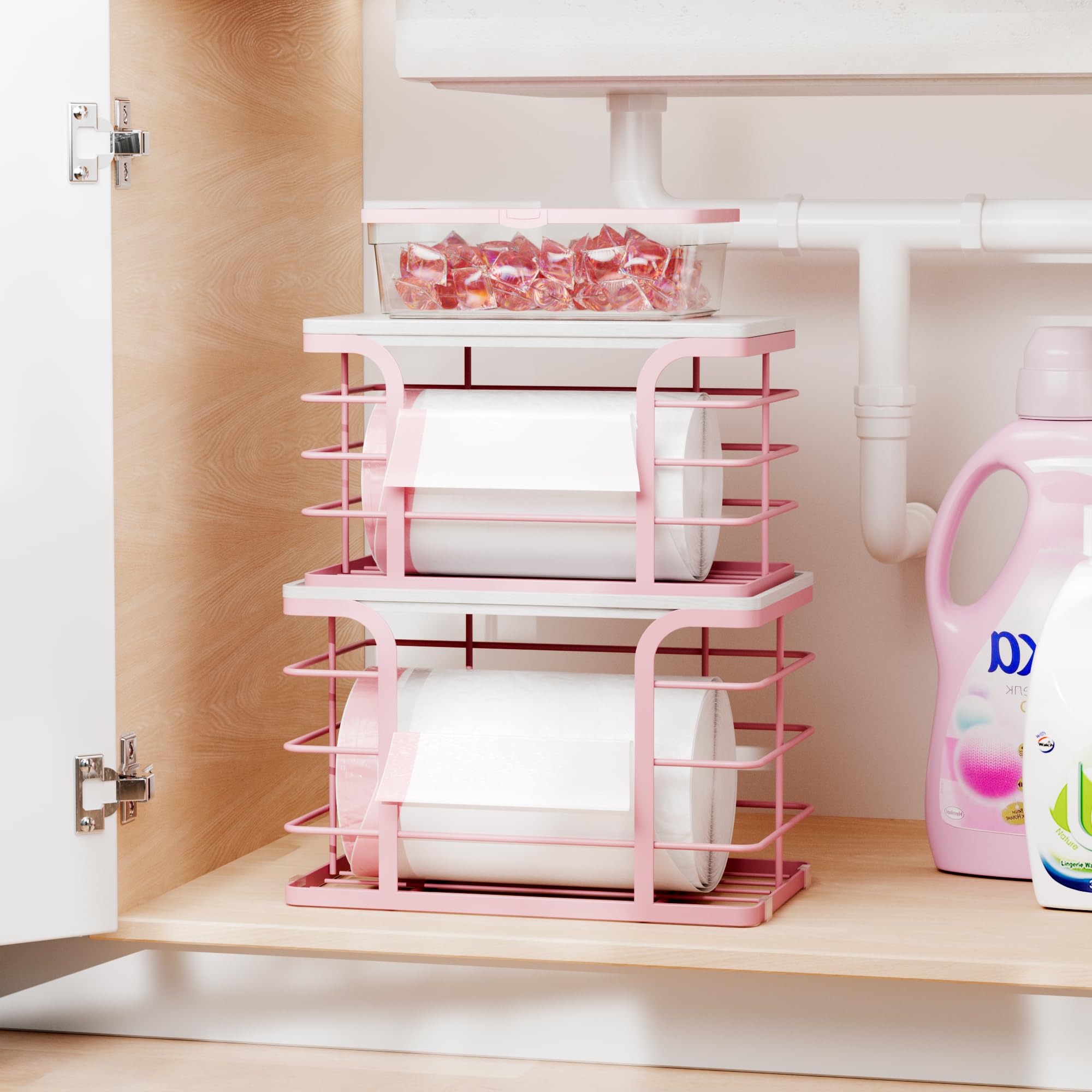 Stylstoreazy under-sink storage solution for bathroom or laundry spaces.