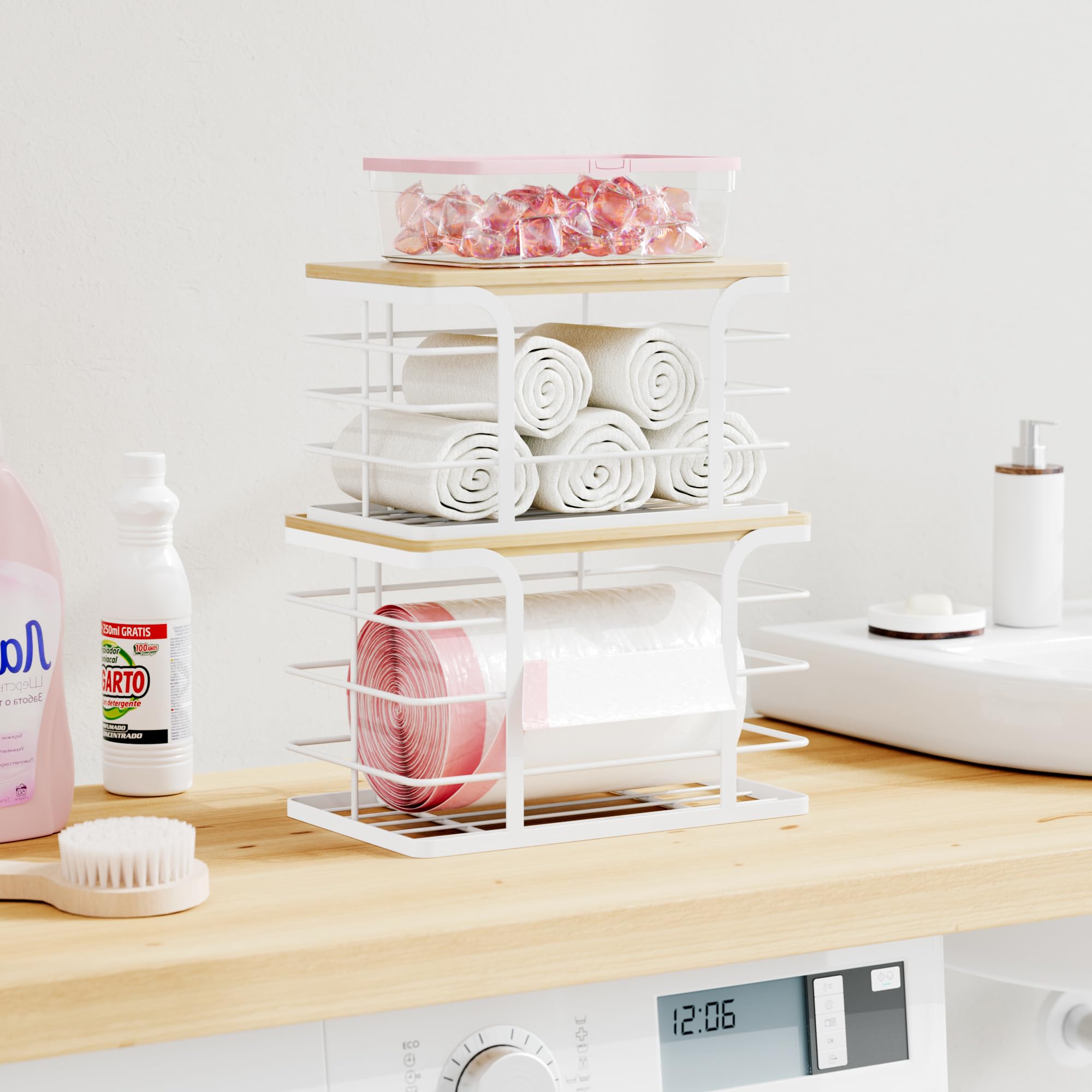 Stylstoreazy versatile organizer for kitchen, laundry, and pantry storage.