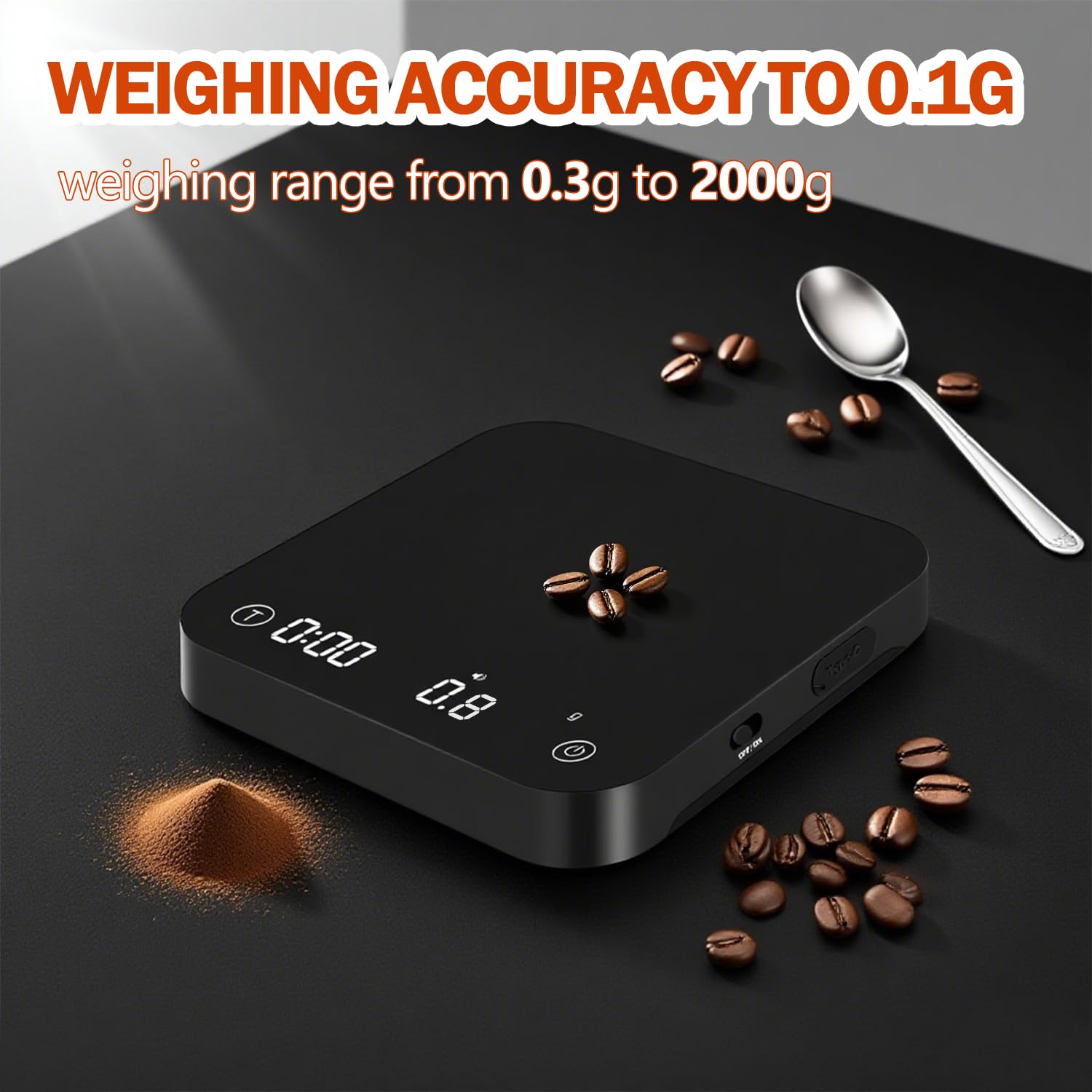 Styuanmmy Mini Coffee Scale with Timer compact design fits small machines easily