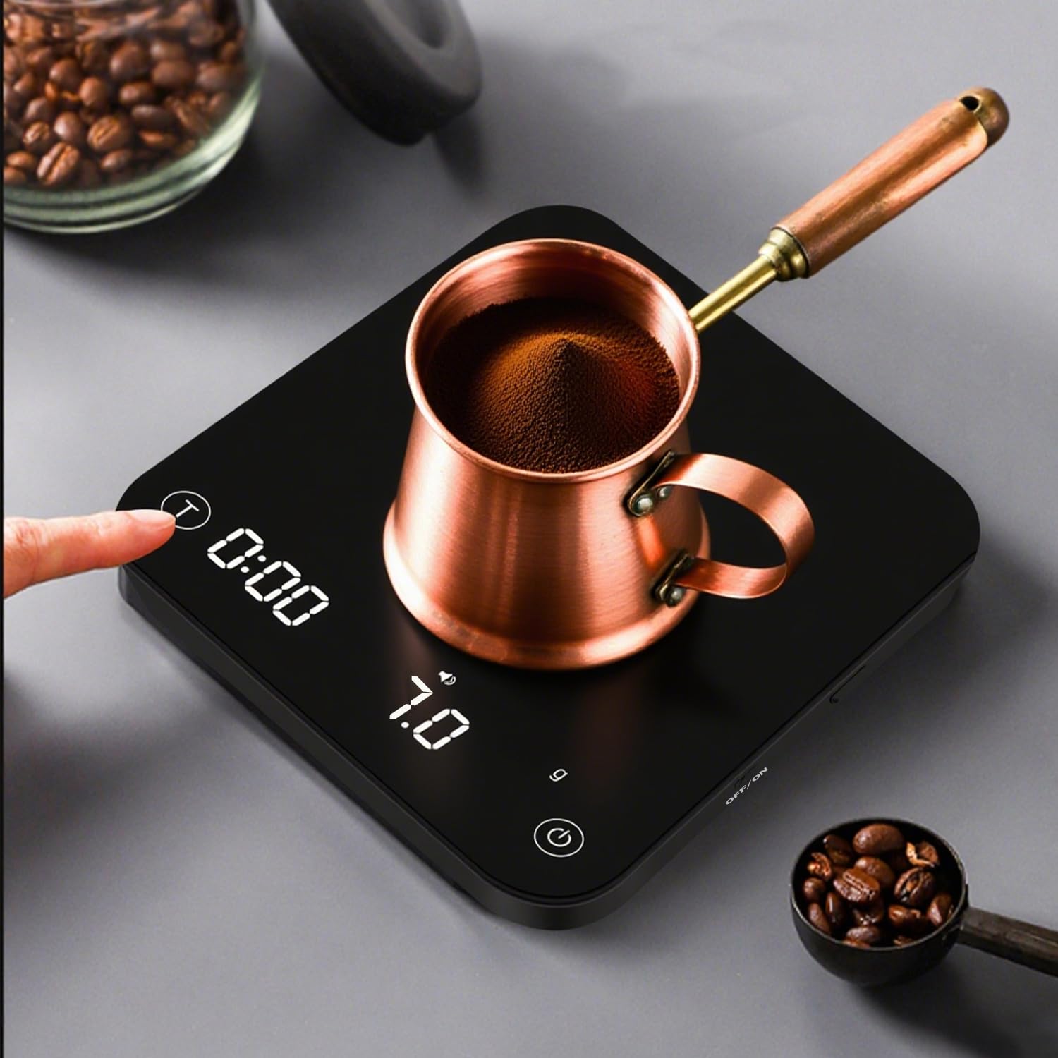 Styuanmmy Mini Coffee Scale with Timer rechargeable battery enables travel brewing