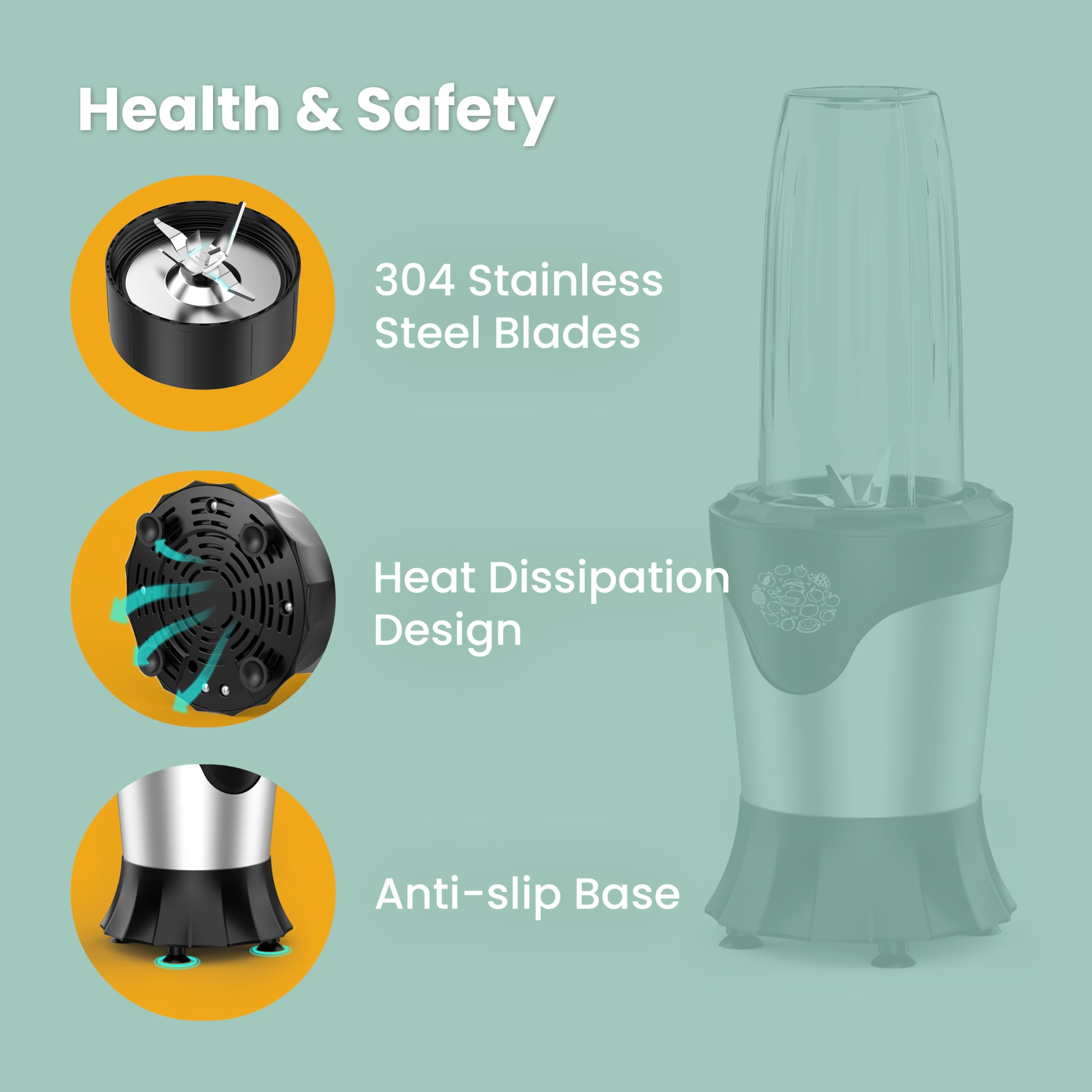 SUAVO compact design with suction feet keeps stable blending on counters.