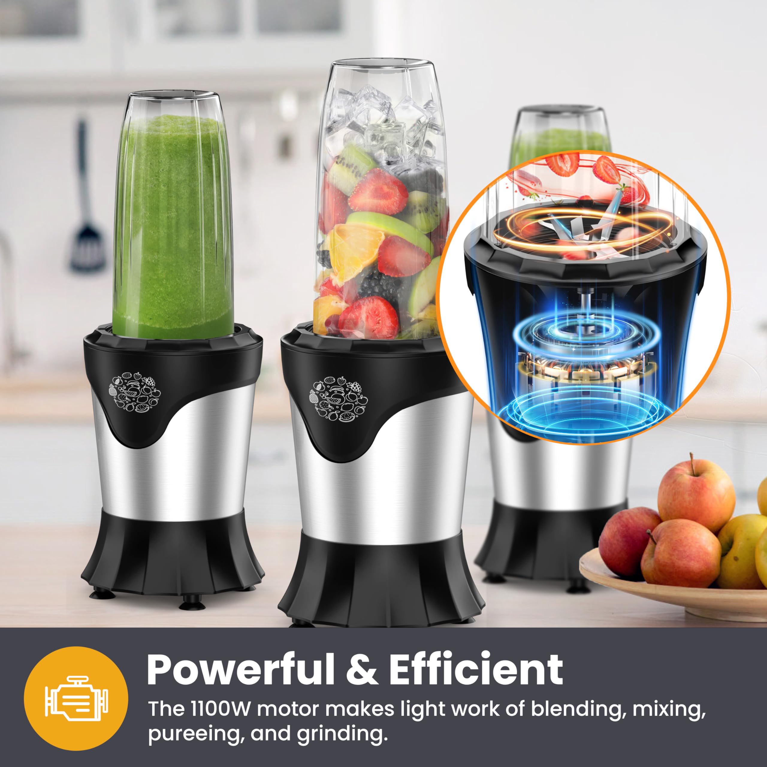 SUAVO blender top shows twist-and-press operation for effortless blending.