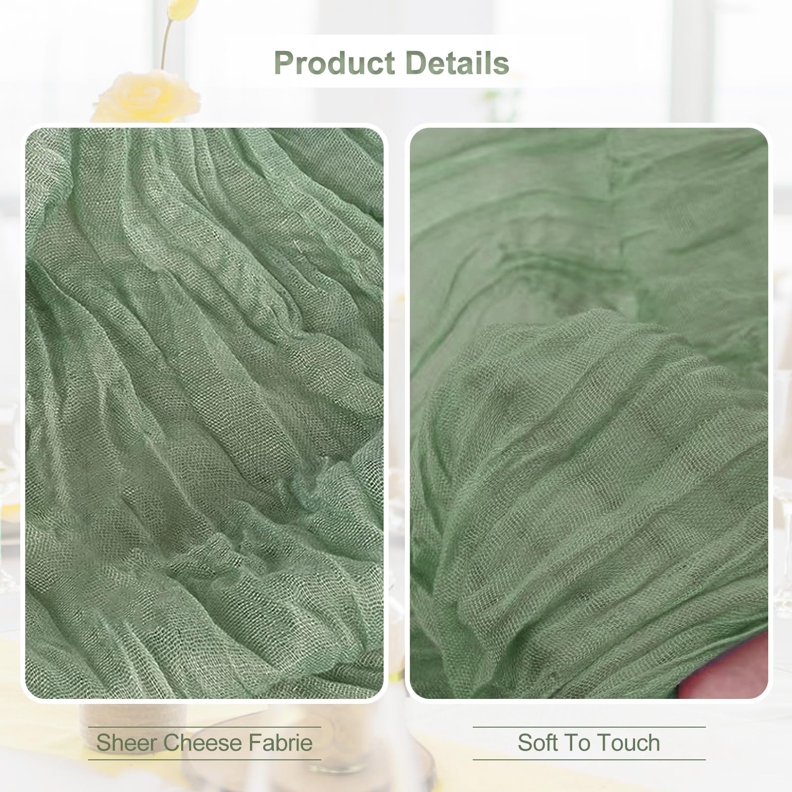 SuBleer rustic gauze table runner close-up showing airy texture and delicate weave
