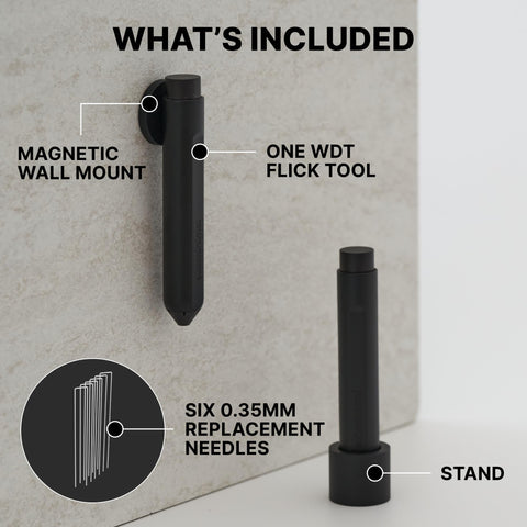 Subminimal Flick WDT includes two replacement needle sets for maintenance.