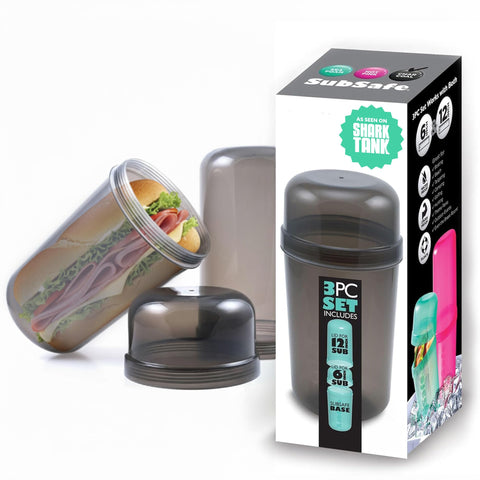 SubSafe 3-piece sub container with a closed design, keeps subs fresh and crush-free.