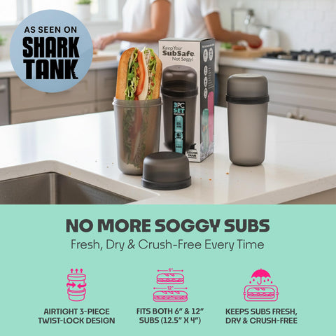 SubSafe waterproof container floats on water to protect your sandwich at the beach.