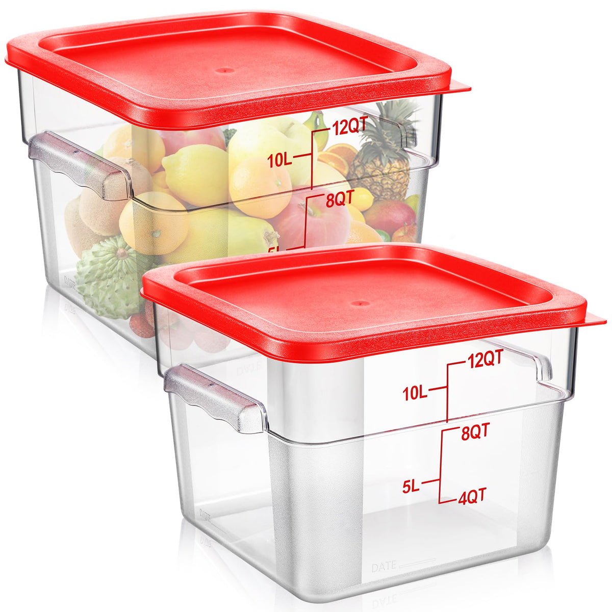 Suclain 2pc square container set with clear body for easy content identification