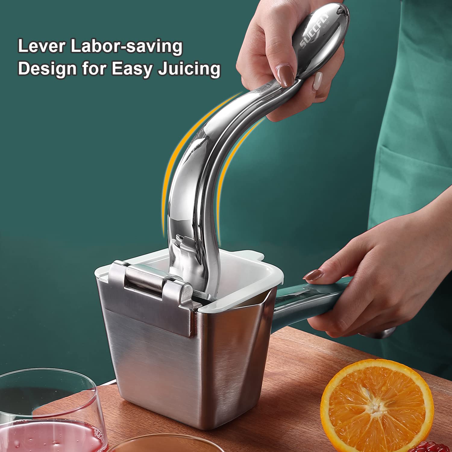 SUCCFLY 550ml juice container holds more juice before pouring.