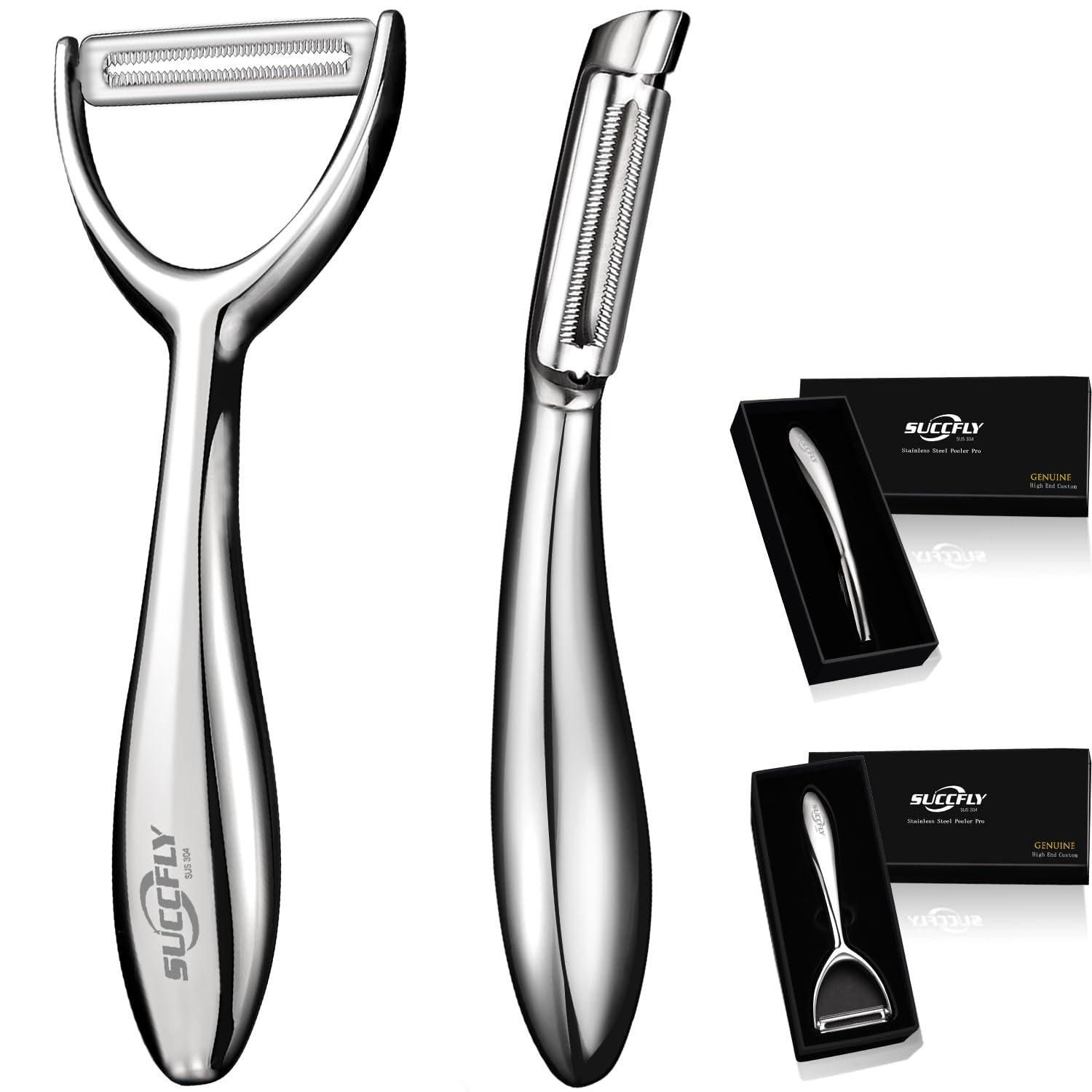 SUCCFLY Y-shaped peeler for precise, smooth potato and carrot peeling.