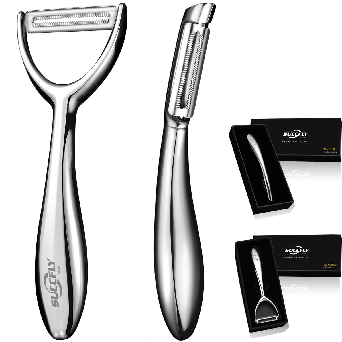 SUCCFLY Y-shaped peeler for precise, smooth potato and carrot peeling.