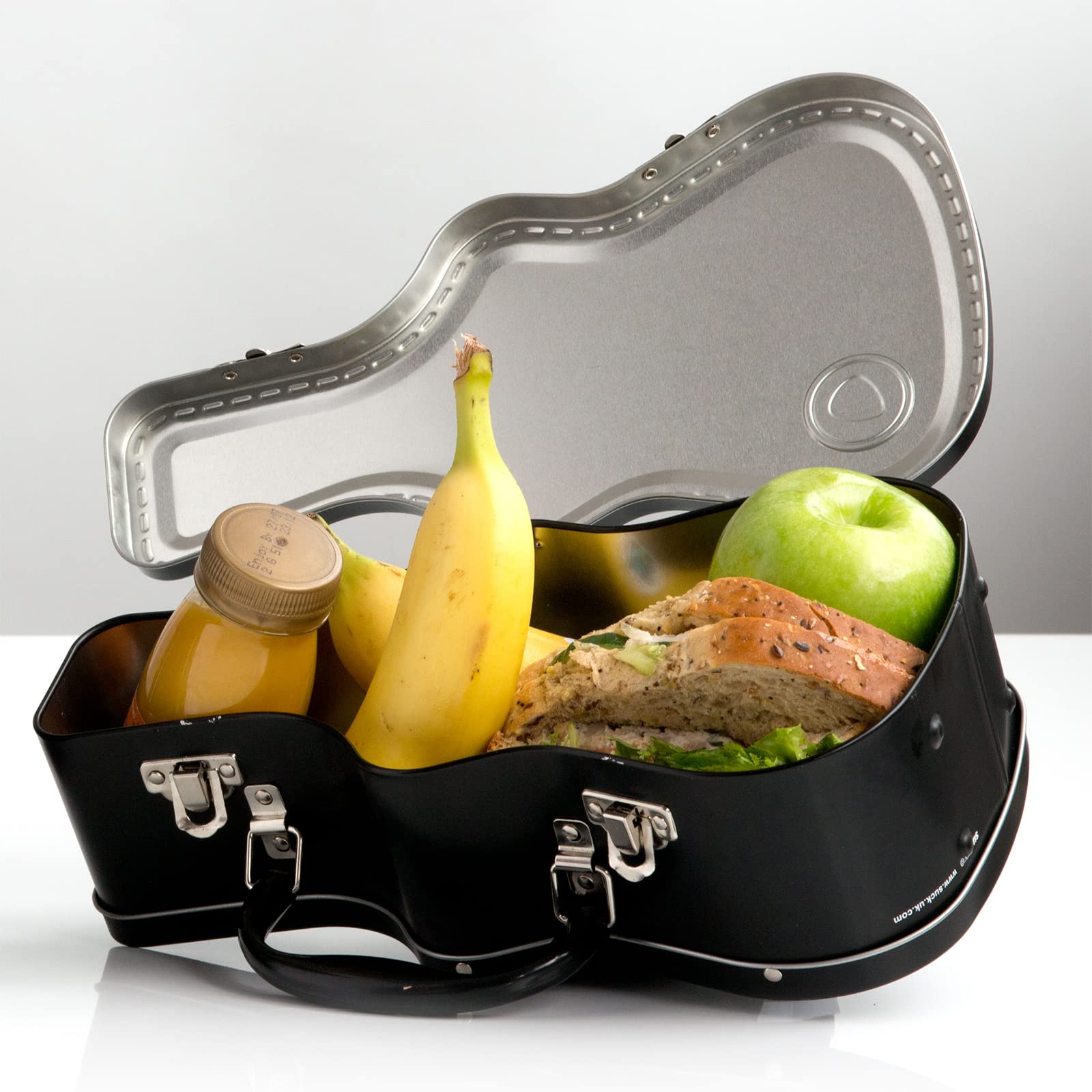 Suck UK retro metal lunchbox, durable storage for sandwiches and snacks.