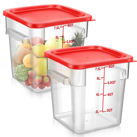 Suclain 2-pack square containers with red lid and handles for easy transport