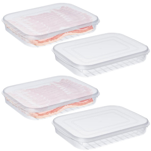 Suclain bacon keeper set front view shows four containers for organized fridge storage.