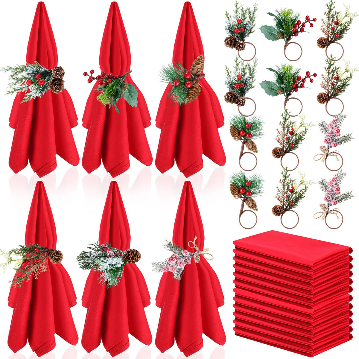 Suclain wooden Christmas napkin rings for rustic holiday table decor.