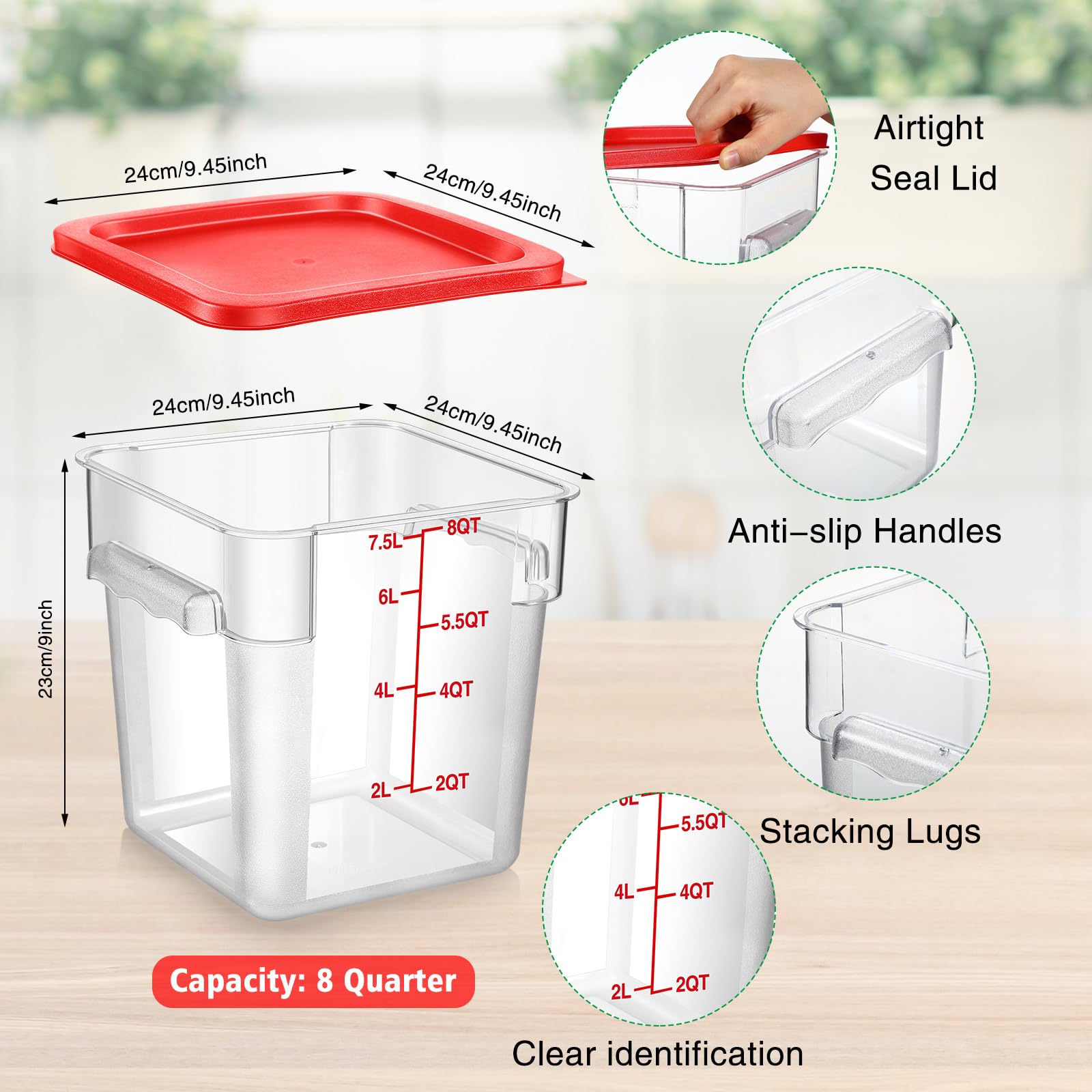 Suclain clear polycarbonate container interior view for quick content identification
