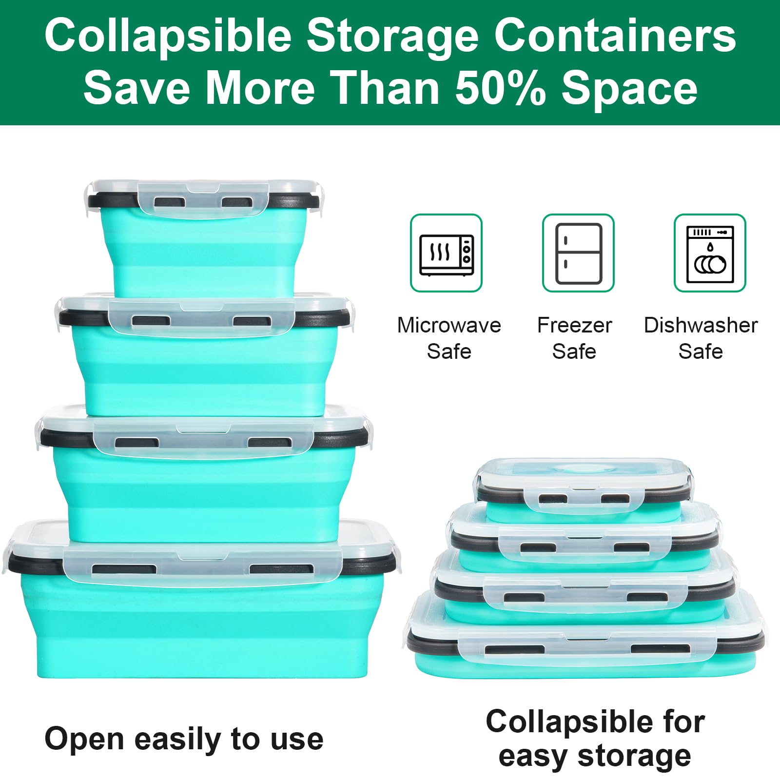 Sudaya collapsible 17 oz container with lid for space saving