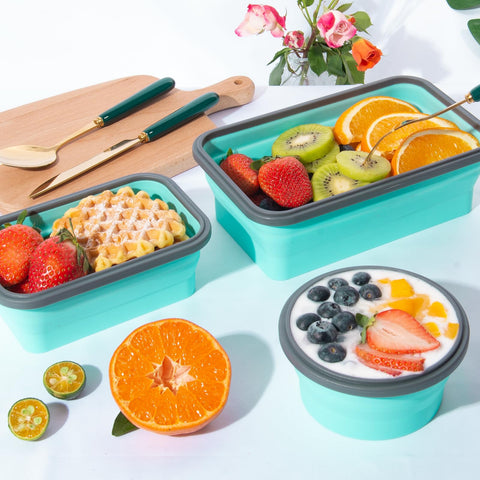 Sudaya collapsible 27 oz container with lid fits in fridge