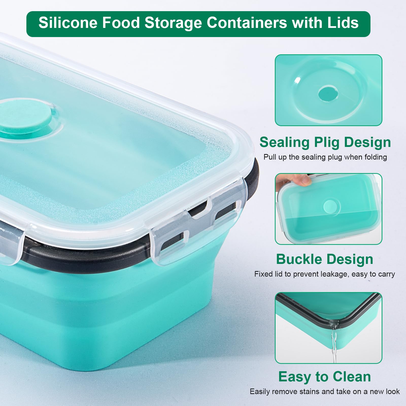 Sudaya collapsible 27 oz container open for batch lunches