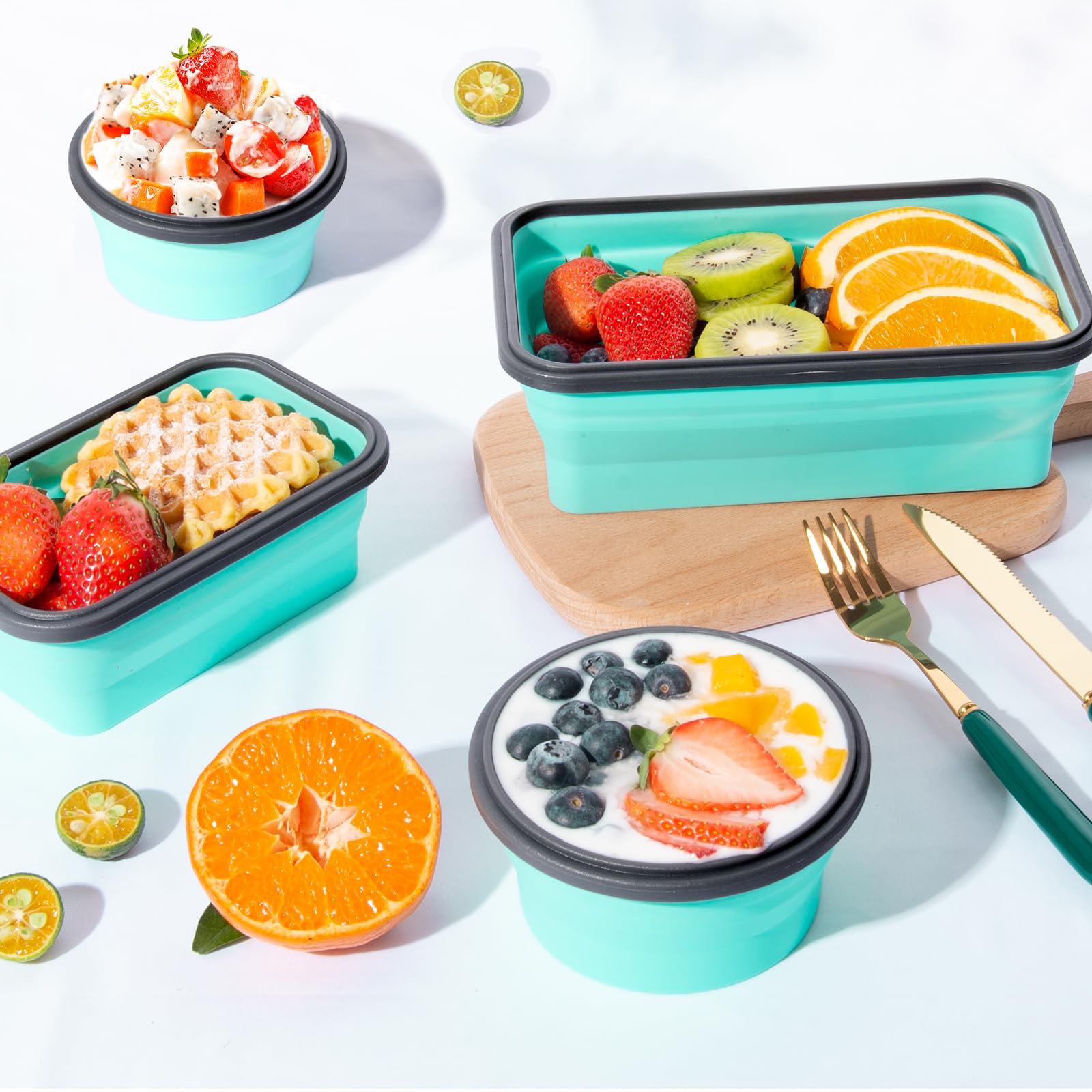 Sudaya collapsible 40 oz container with lid for travel storage