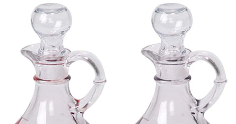 Sudbury glass-stoppers on cruets provide airtight sealing for consistent pours