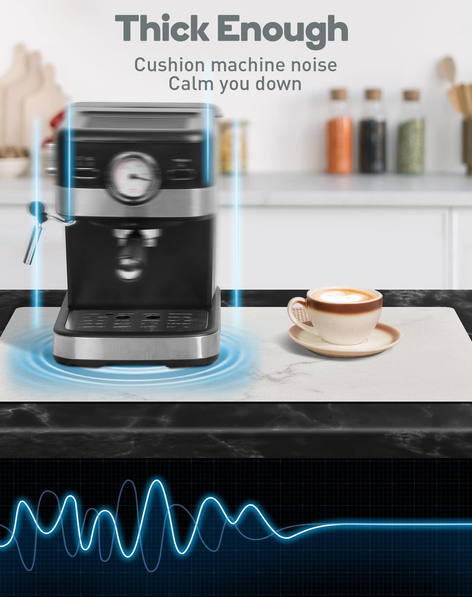 SUEH DESIGN Coffee Mat provides heat protection for countertops during hot beverages.