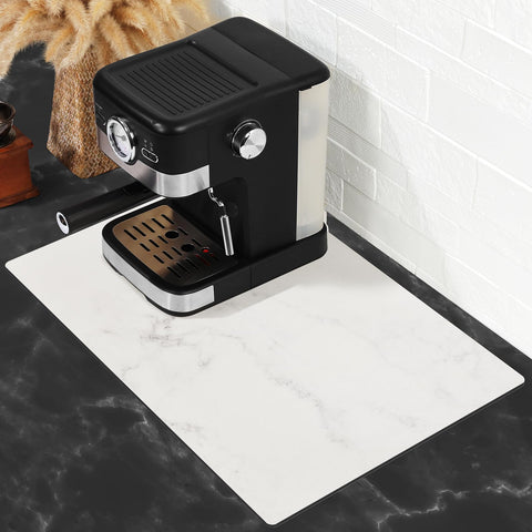 SUEH DESIGN Marble White Coffee Mat adds style to your coffee station.