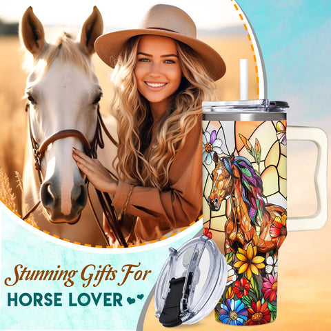 Sufavn 40oz tumbler with handle shown for easy carrying.