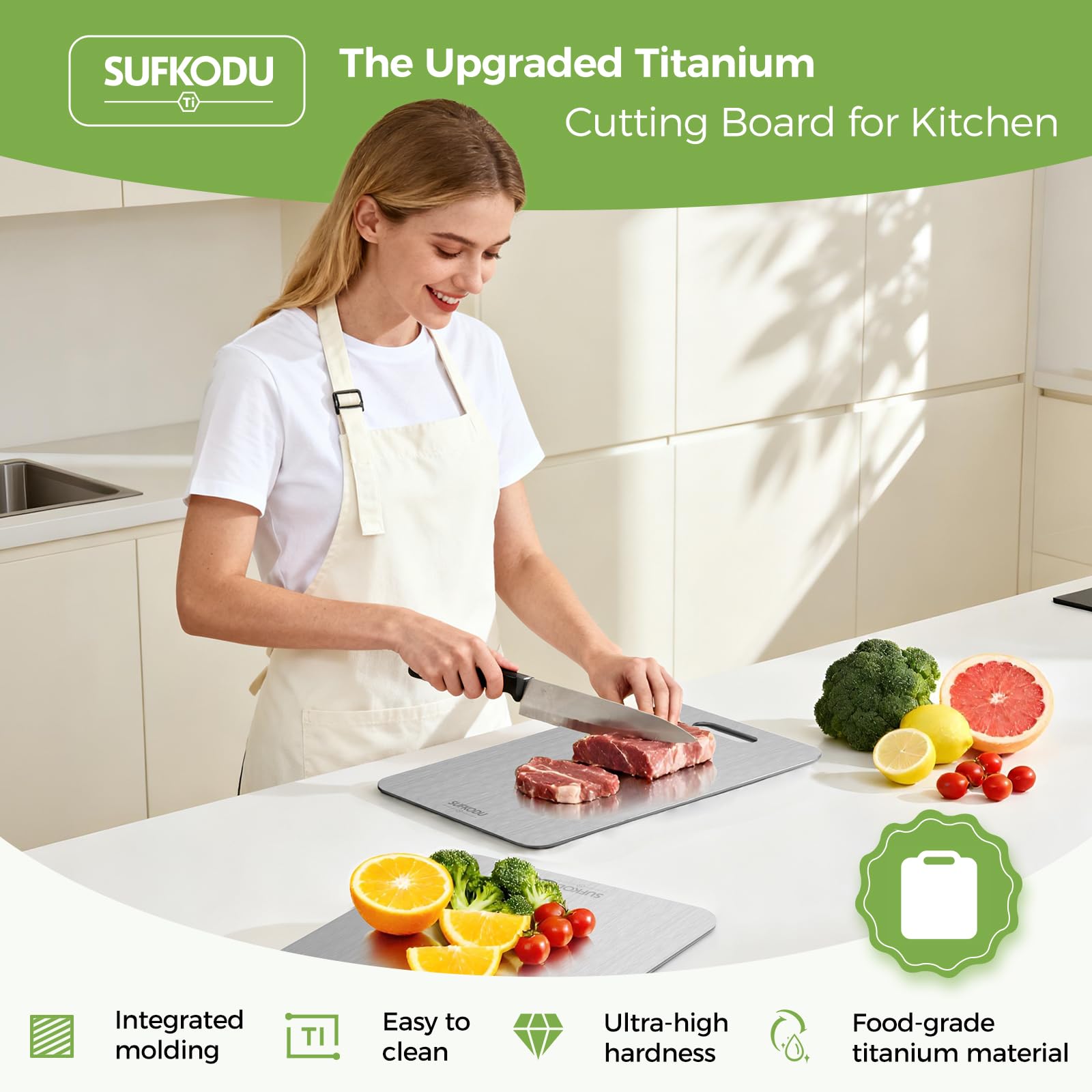 Sufkodu large 16x10 titanium board ideal for big pastries or vegetables.