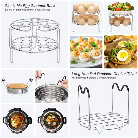 Sugaroom steamer rack trivet with silicone handles for safe lifting.