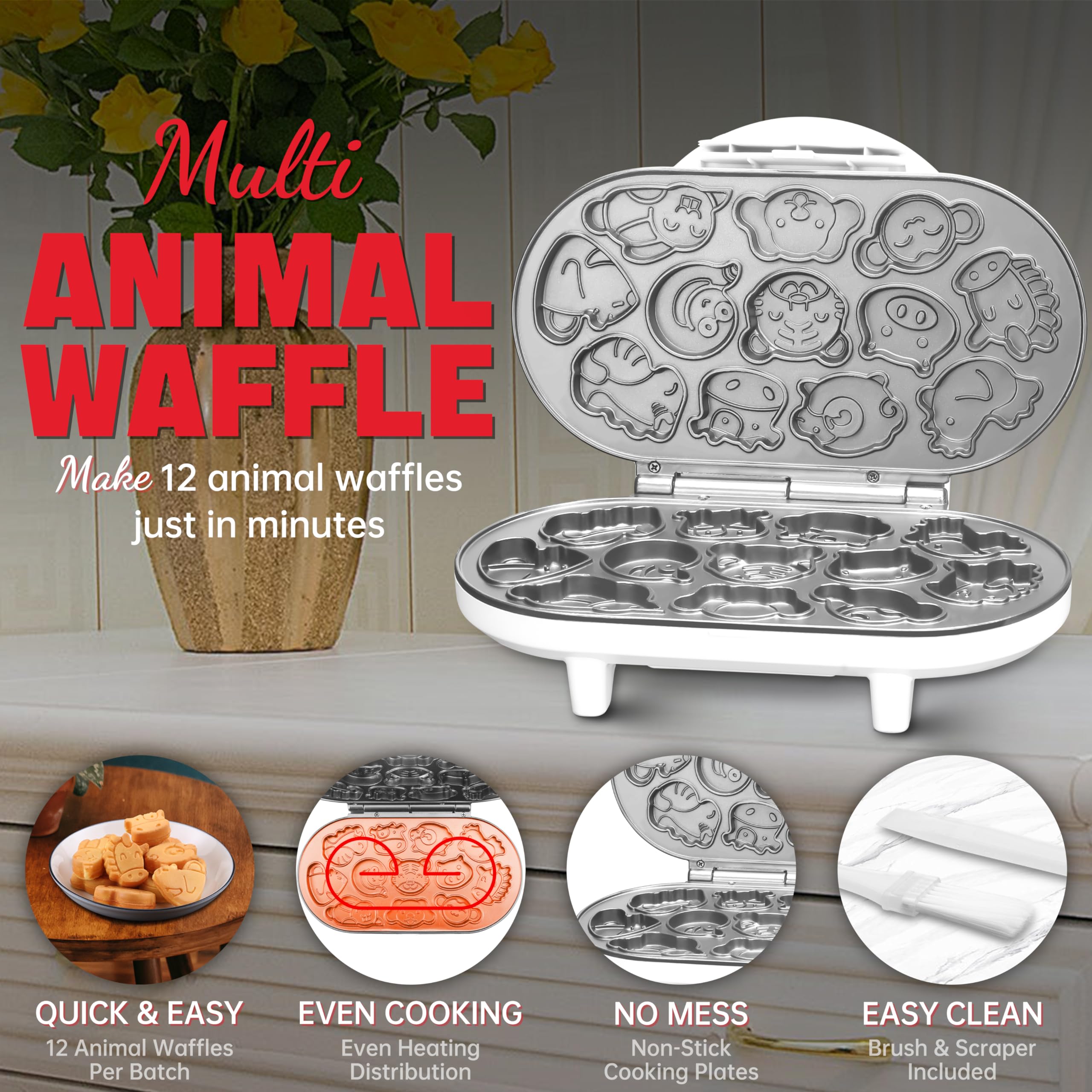 SugarWhisk Animal Mini Waffle Maker molds collection for playful breakfast shapes.