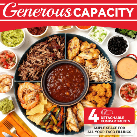 SugarWhisk Lazy Susan Taco Bar warming pot keeps queso hot for sharing