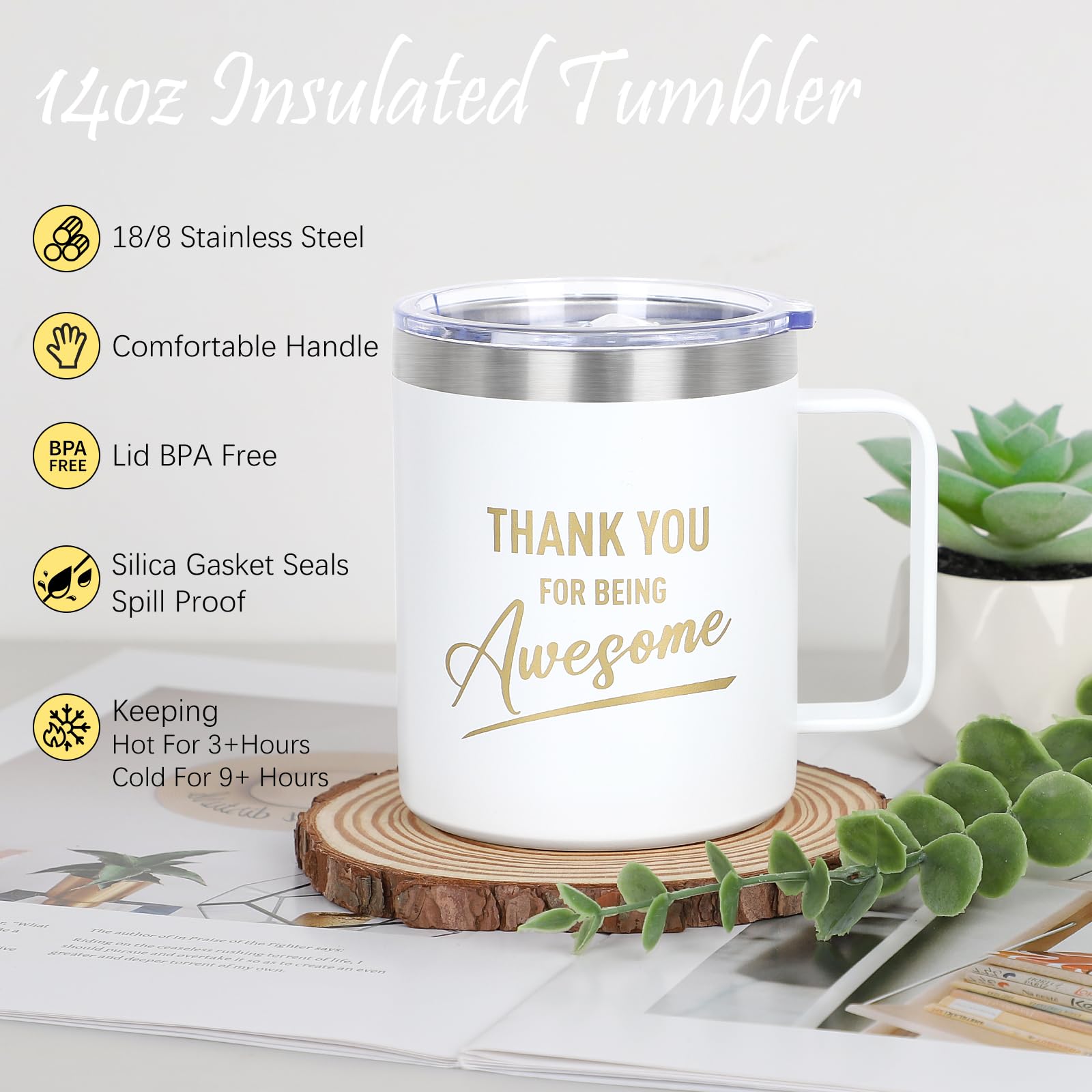 Suhctuptx 14oz coffee tumbler with handle, a practical keepsake for daily moments