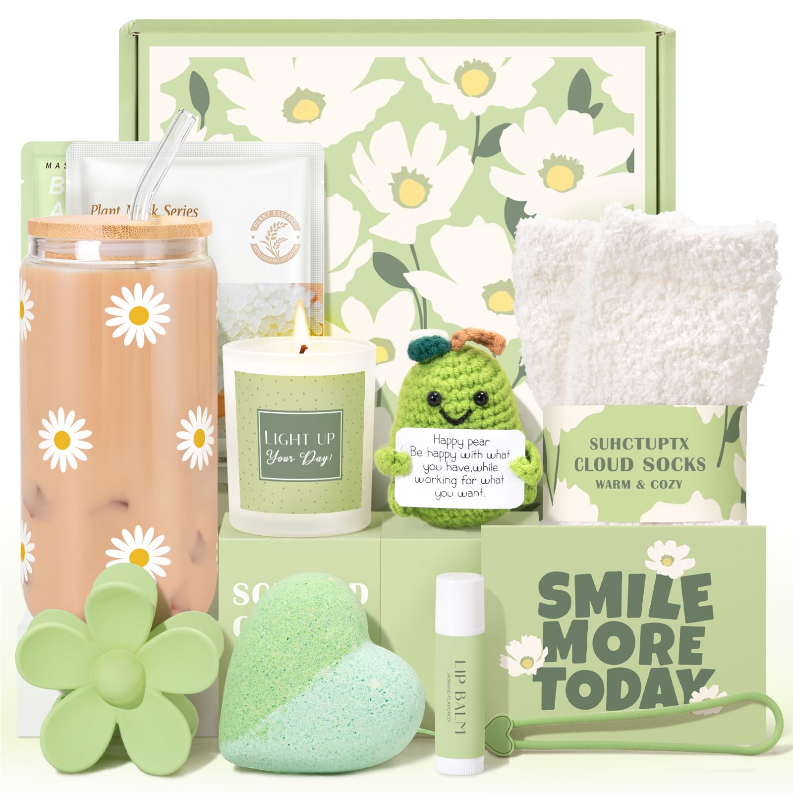 Suhctuptx Daisy Aesthetic Glass Cups for joyful hydration and gifting.