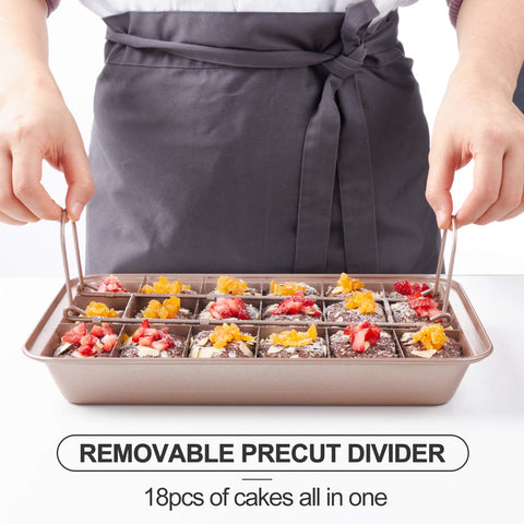 SUJUDE brownie pan dishwasher-safe feature with gentle care reminder.