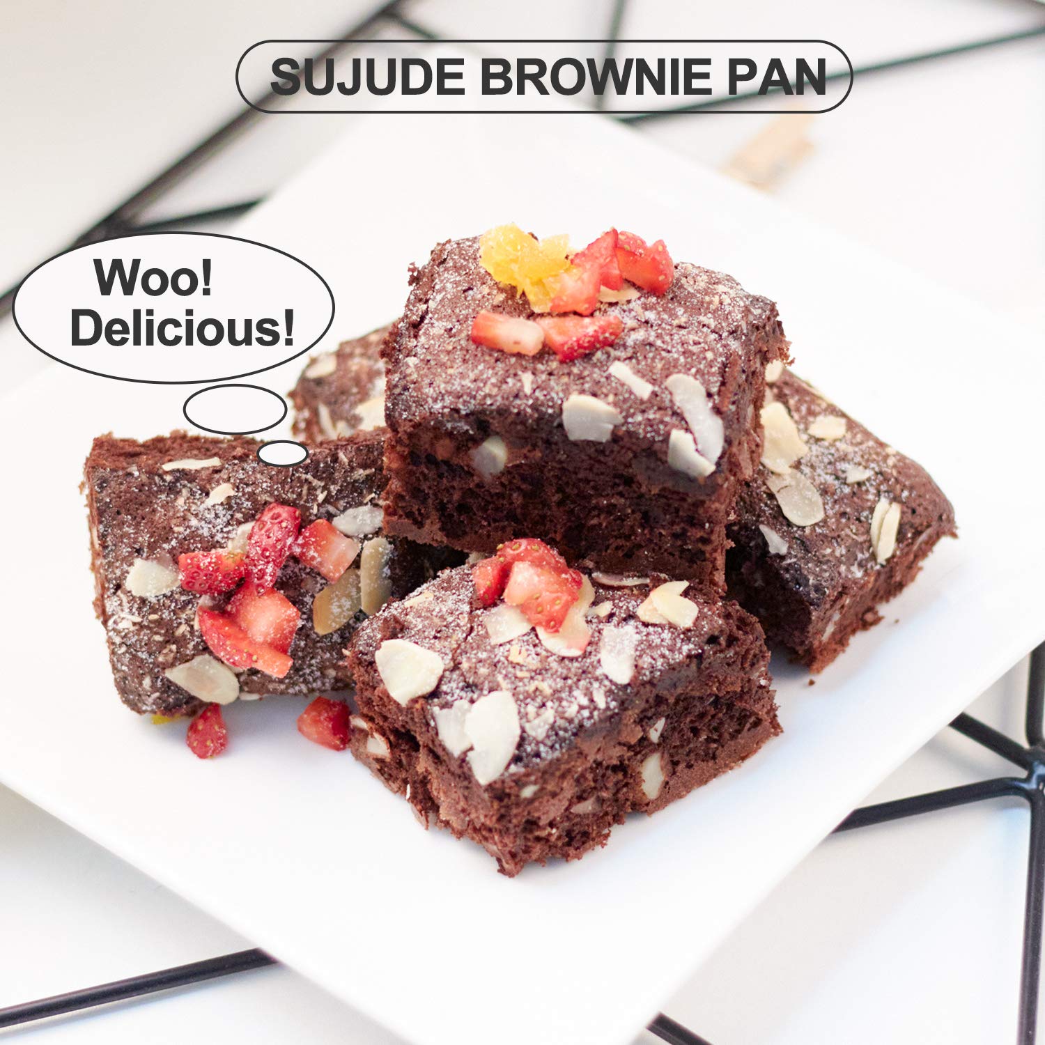 SUJUDE brownie pan for square pizzas and other baked treats.