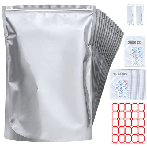 Sukerle 15-pack 5-gallon mylars with oxygen absorbers preserve bulk foods longer